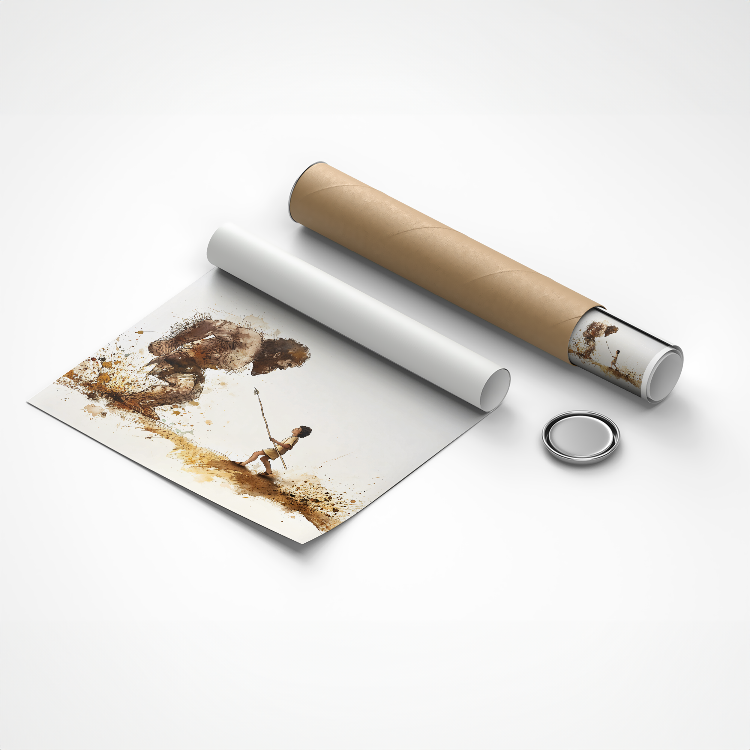David and Goliath – Courage Against the Giant Wall Art