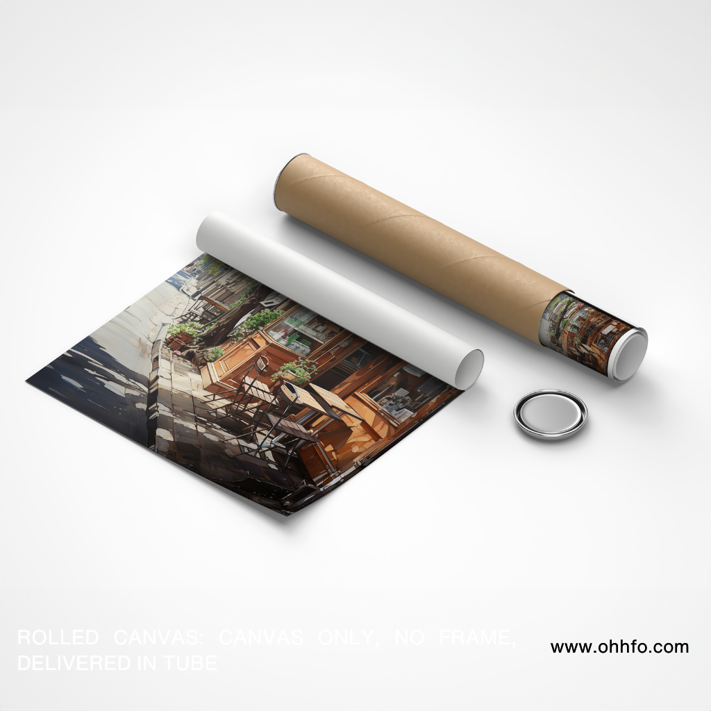 Romantic Street Café Canvas Wall Art