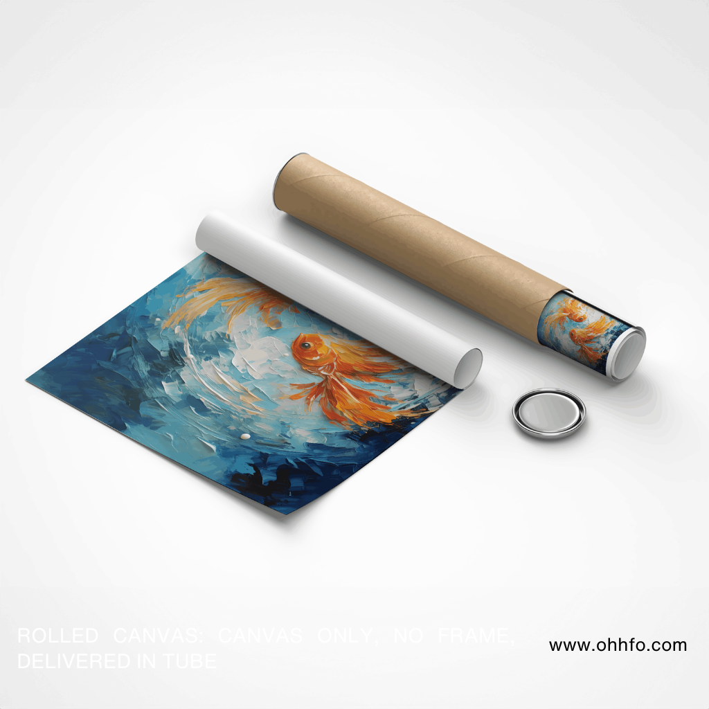 Golden Koi Fish  - Abstract Canvas Print
