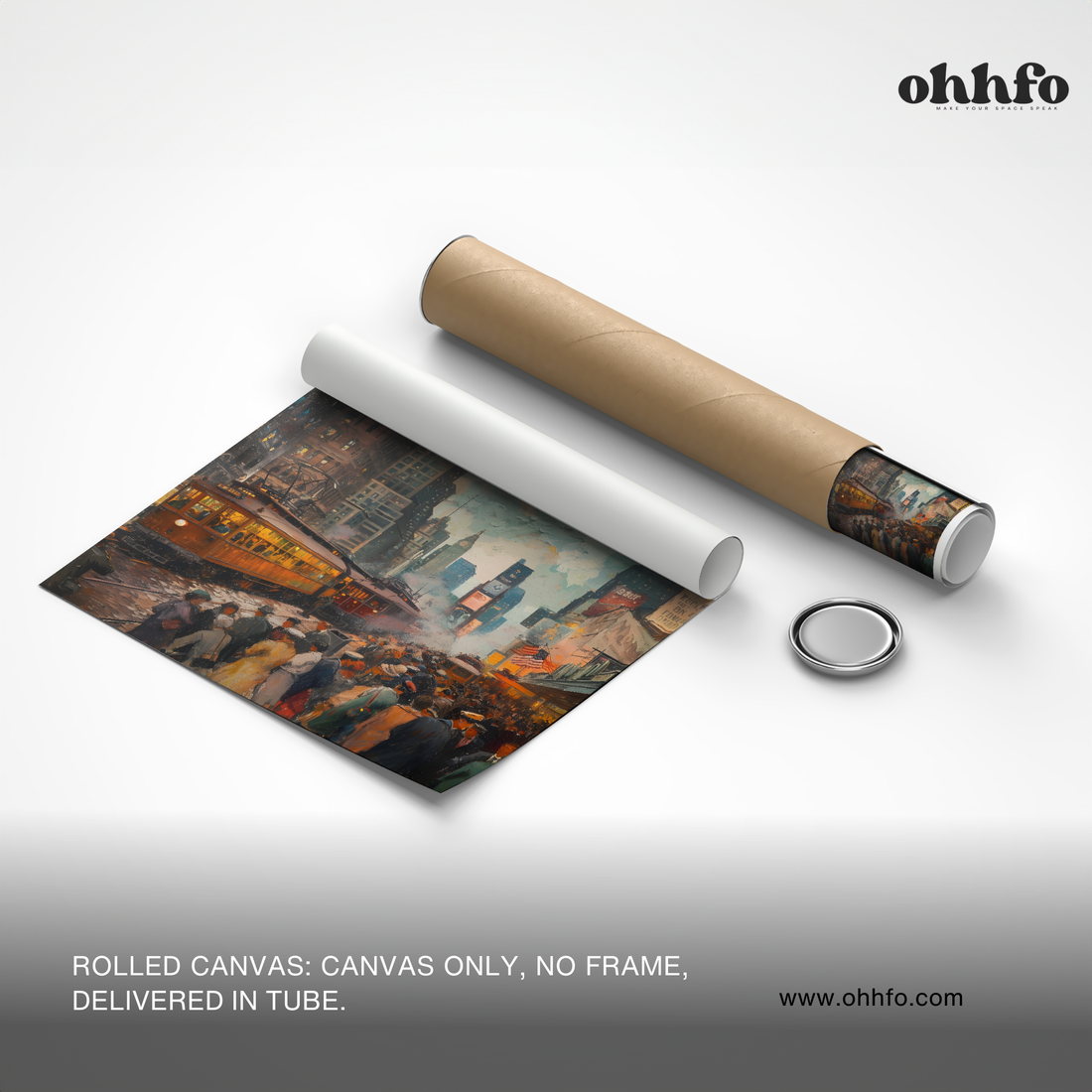 Vintage City Tram Street Canvas Wall Art – Timeless Urban Night Scene