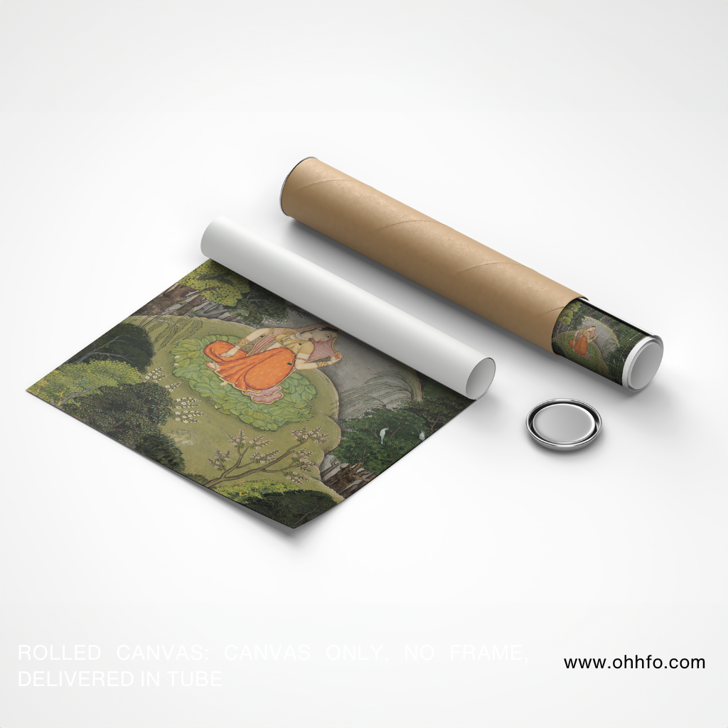 Indian Miniature Garden Lady Canvas Wall Art
