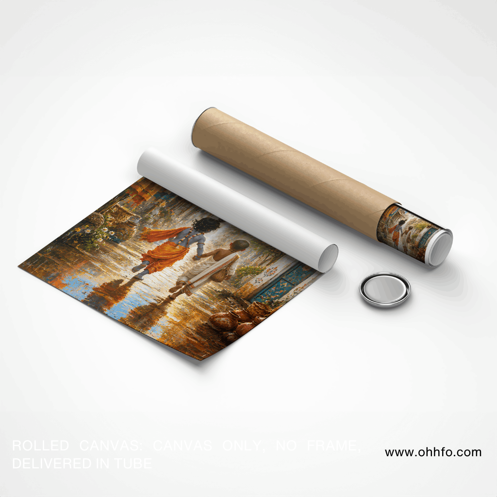 Krishna Sudama Friendship Canvas Wall Art | Devotional Wall Art