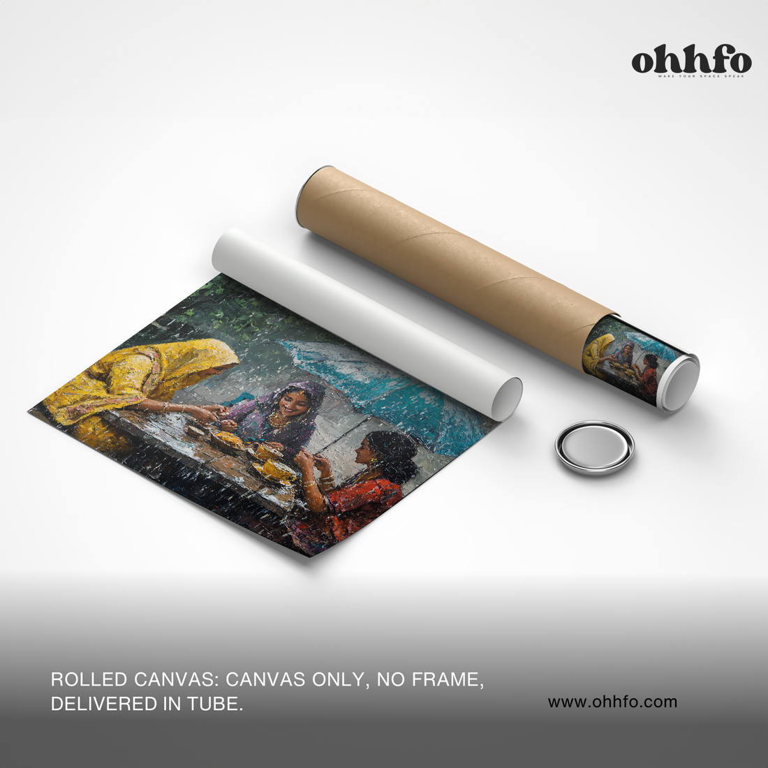 Monsoon Conversations – Women Sharing Tea Canvas Wall Art