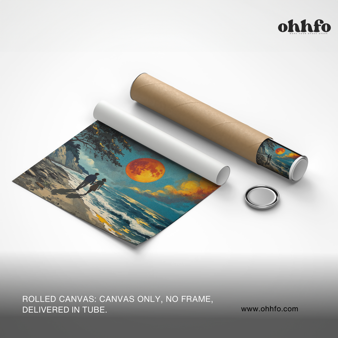 Moonlit Beach Walk Canvas Wall Art