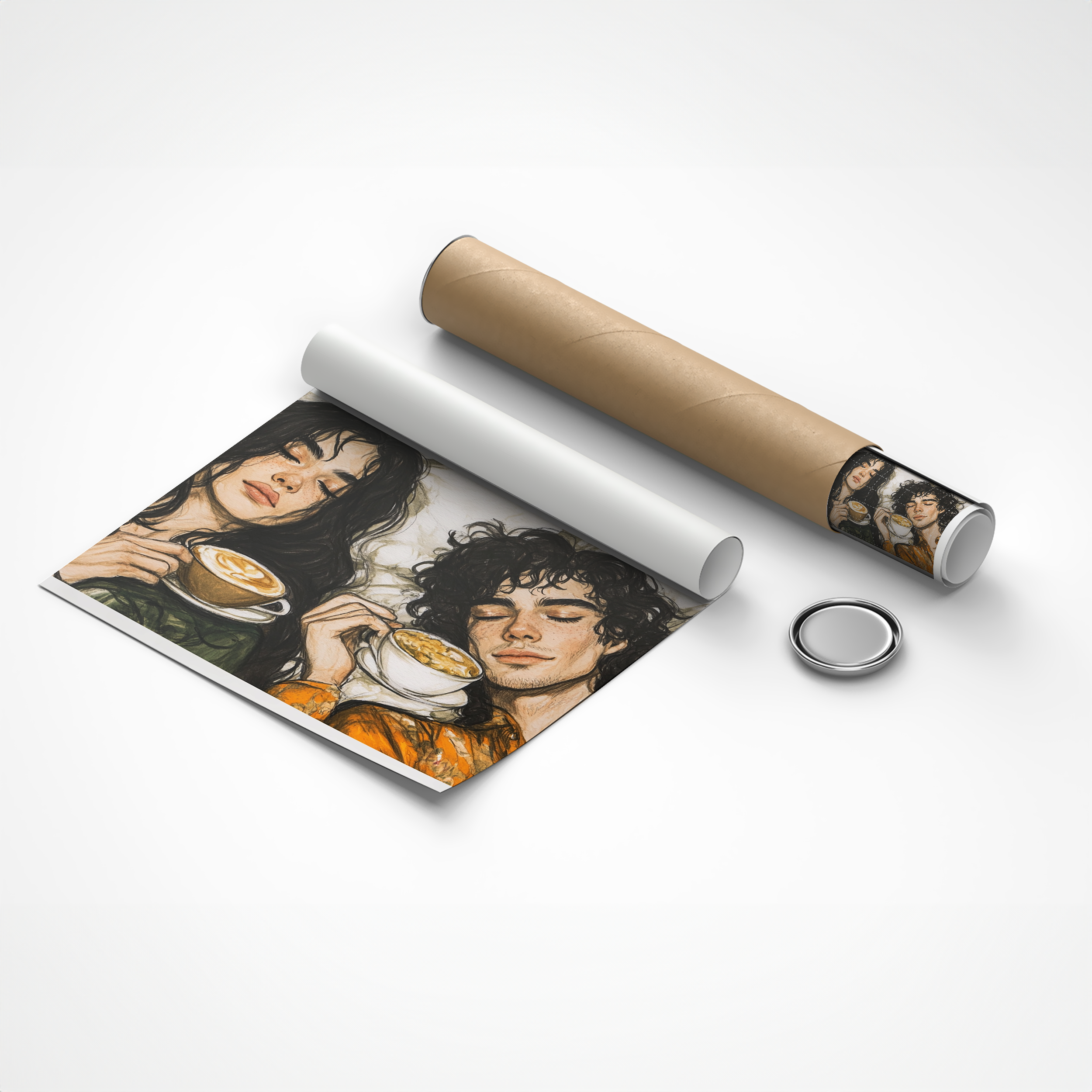 Morning Coffee Together – Cozy Couple Canvas Wall Art