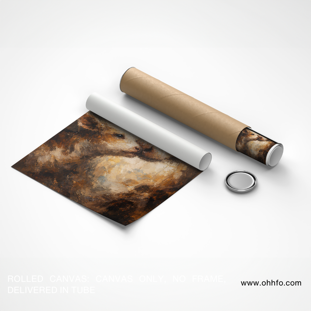 Mother Cow and Calf Emotional Canvas Wall Art