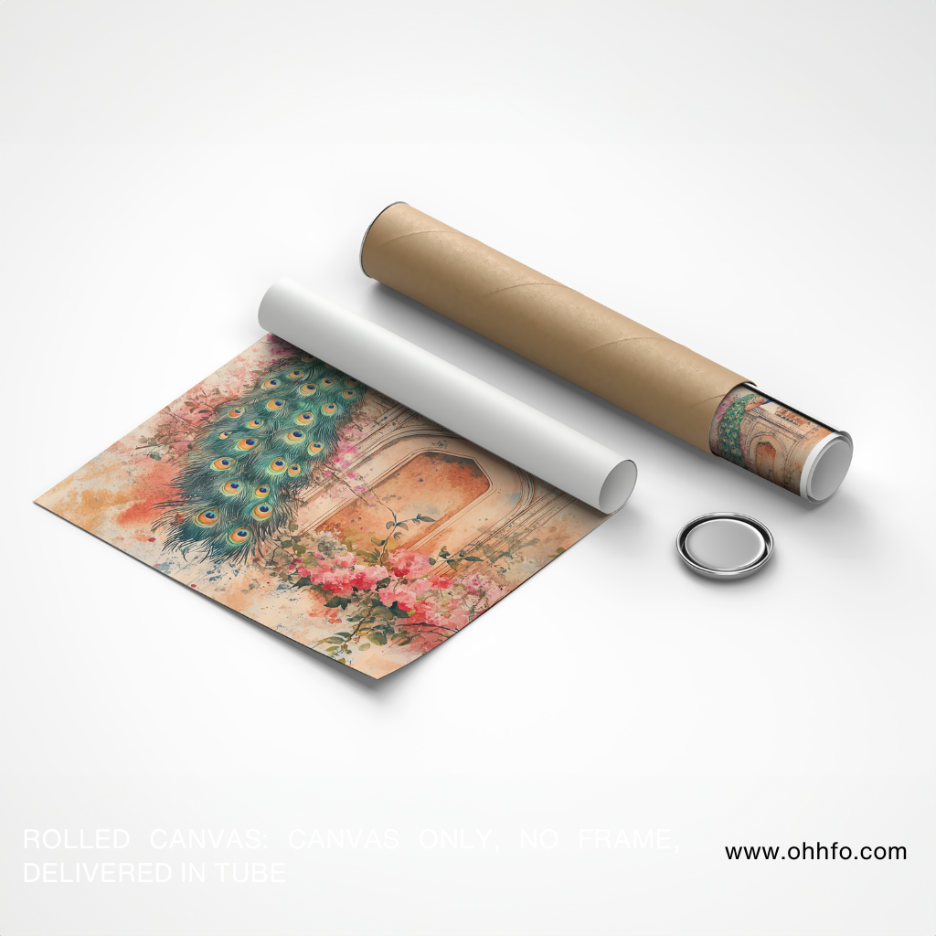 Royal Peacock Palace Canvas Wall Art