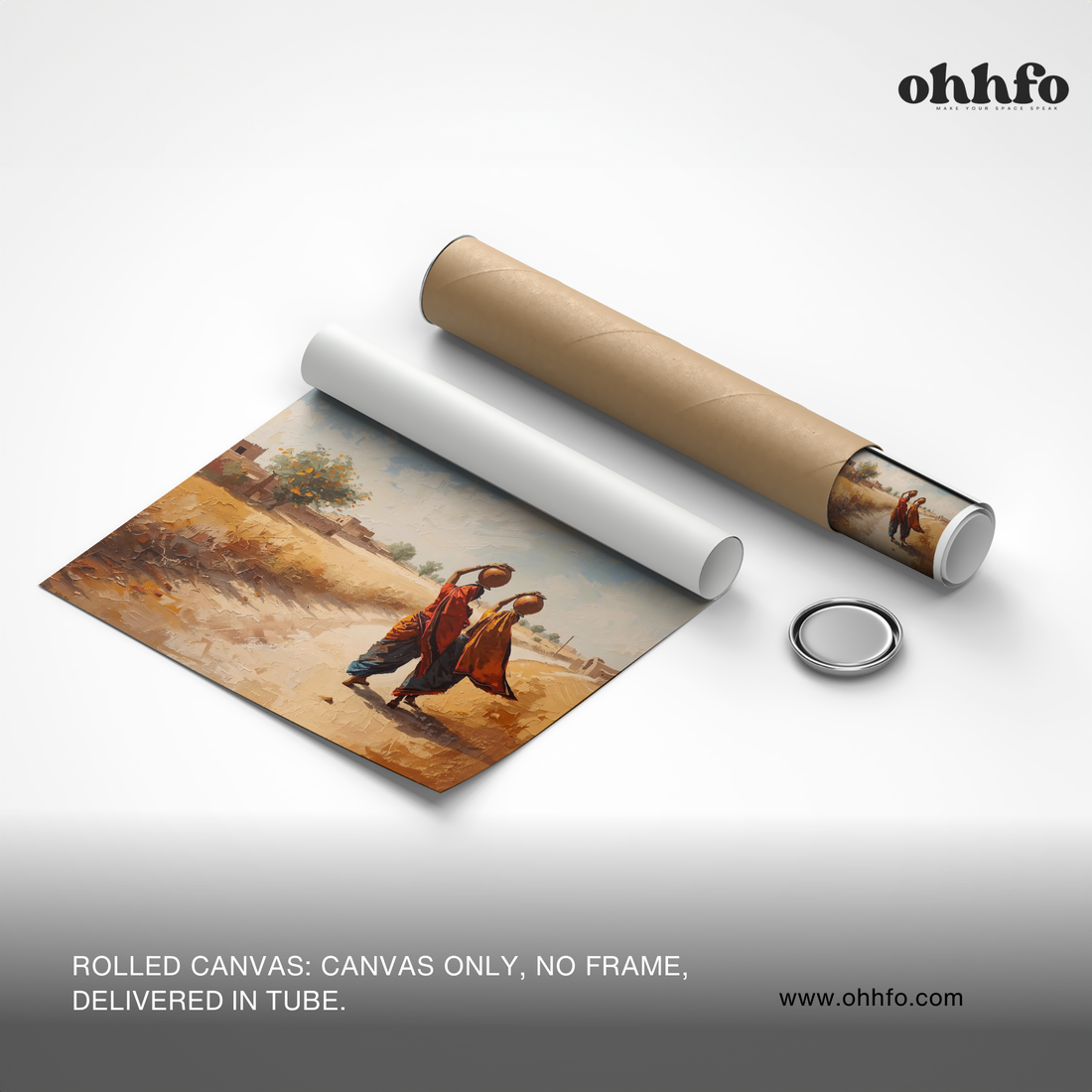 Village Grace – Rural Indian Women Carrying Water Pots Canvas Art