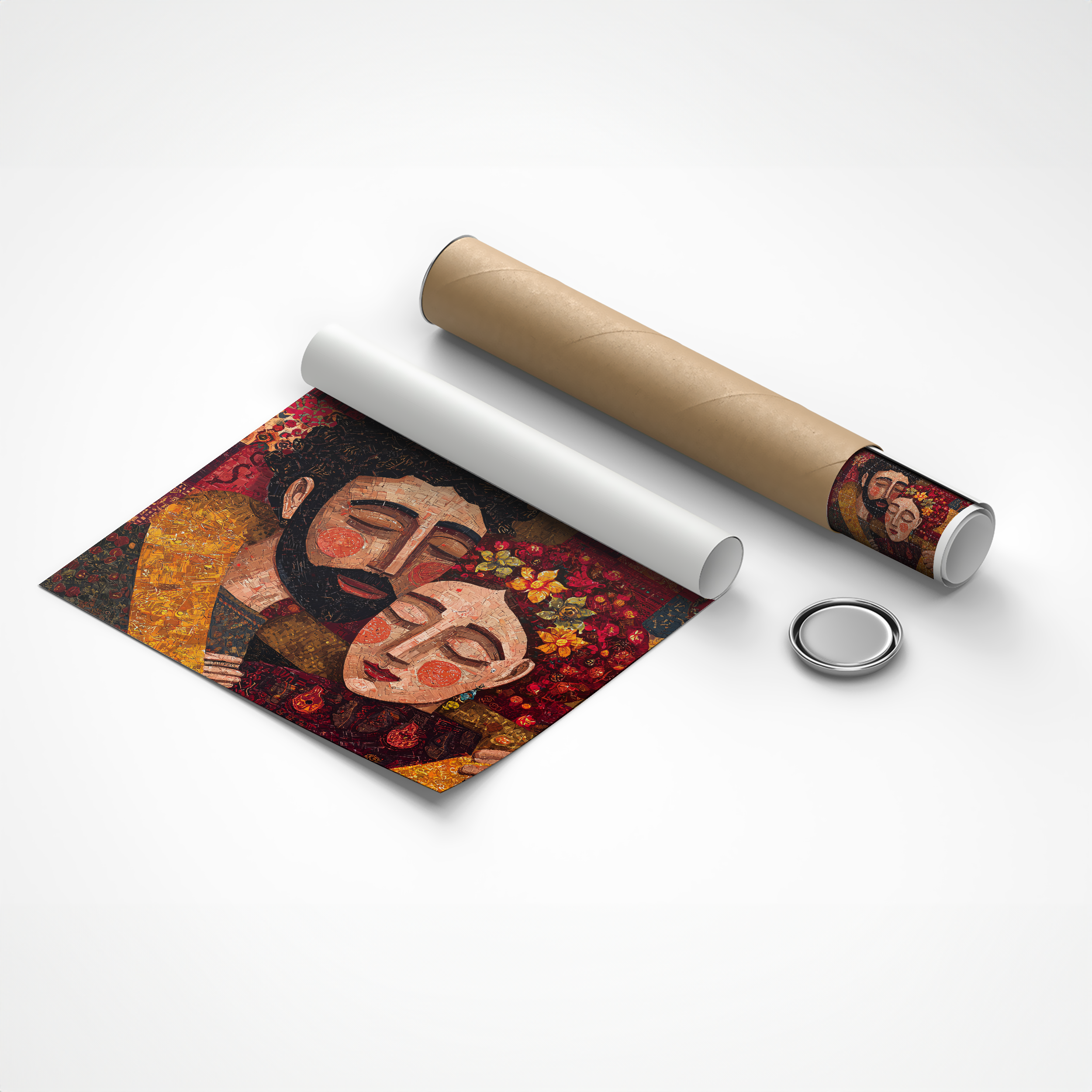 Sacred embrace cultural couple mosaic canvas-art