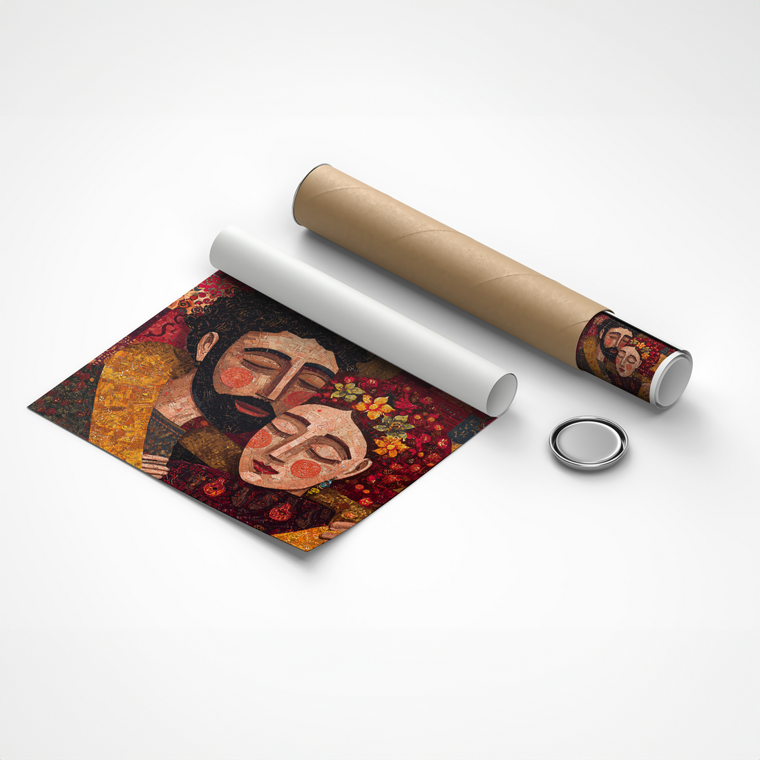 Sacred embrace cultural couple mosaic canvas-art