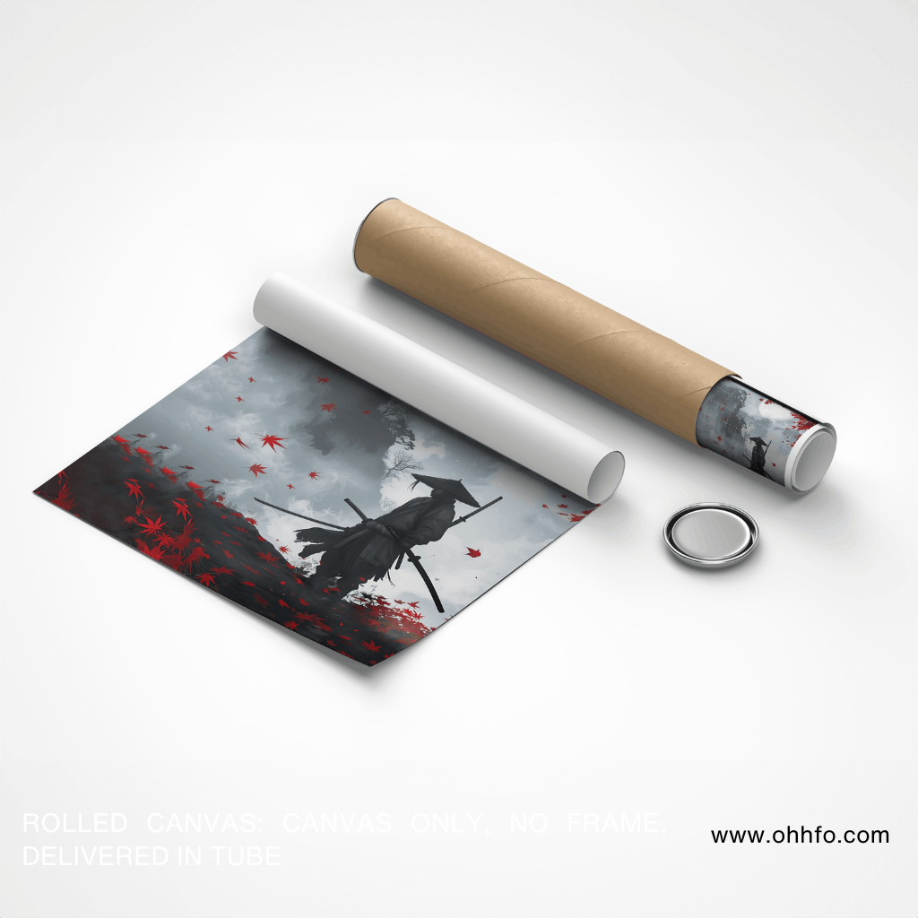 Samurai Warrior Under Moonlight – Japanese Canvas Wall Art