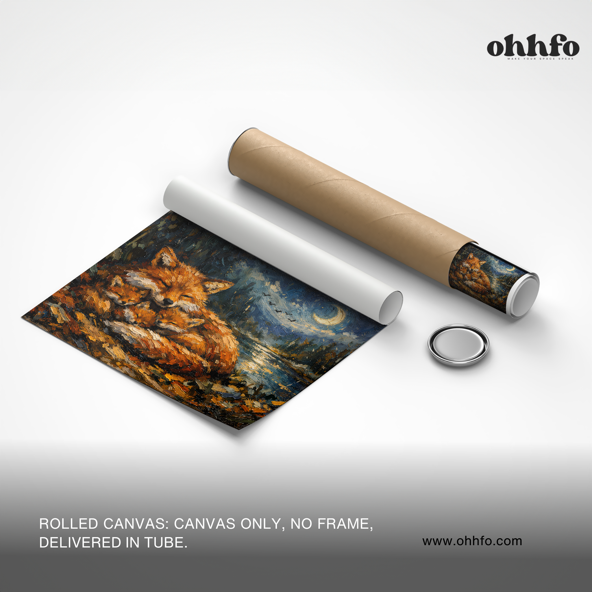 Sleeping Fox Family Canvas Wall Art