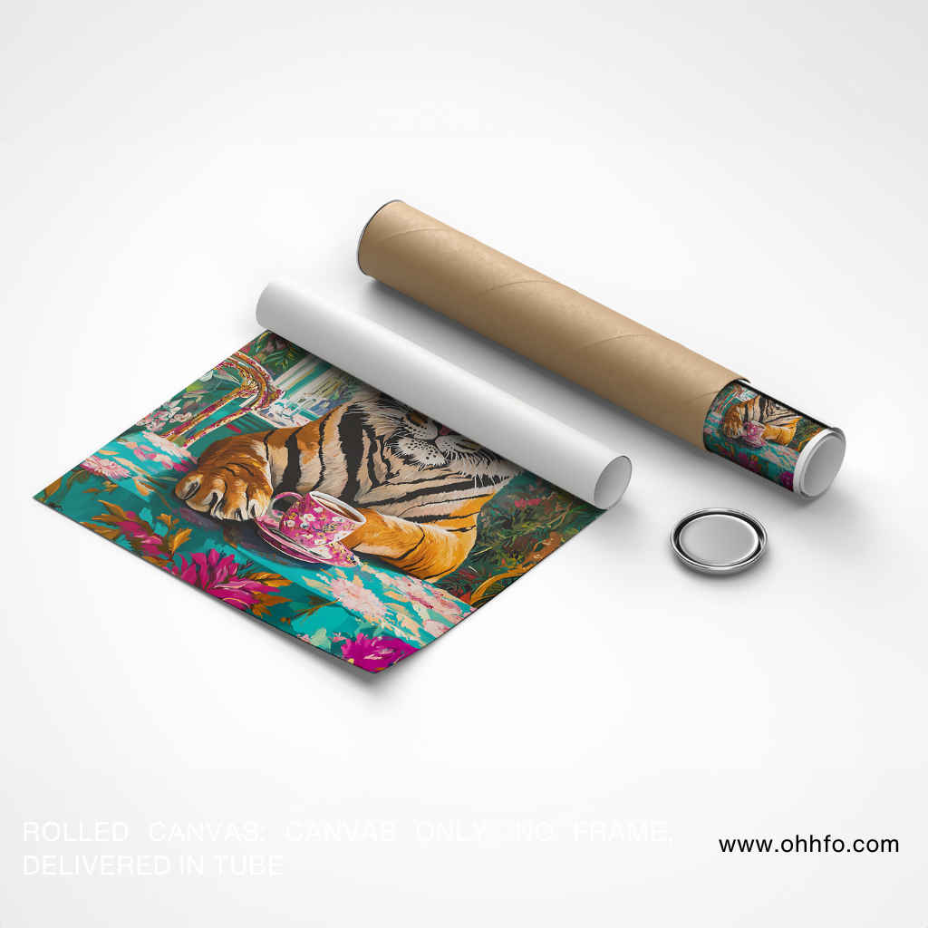 Tiger canvas wall art tea time