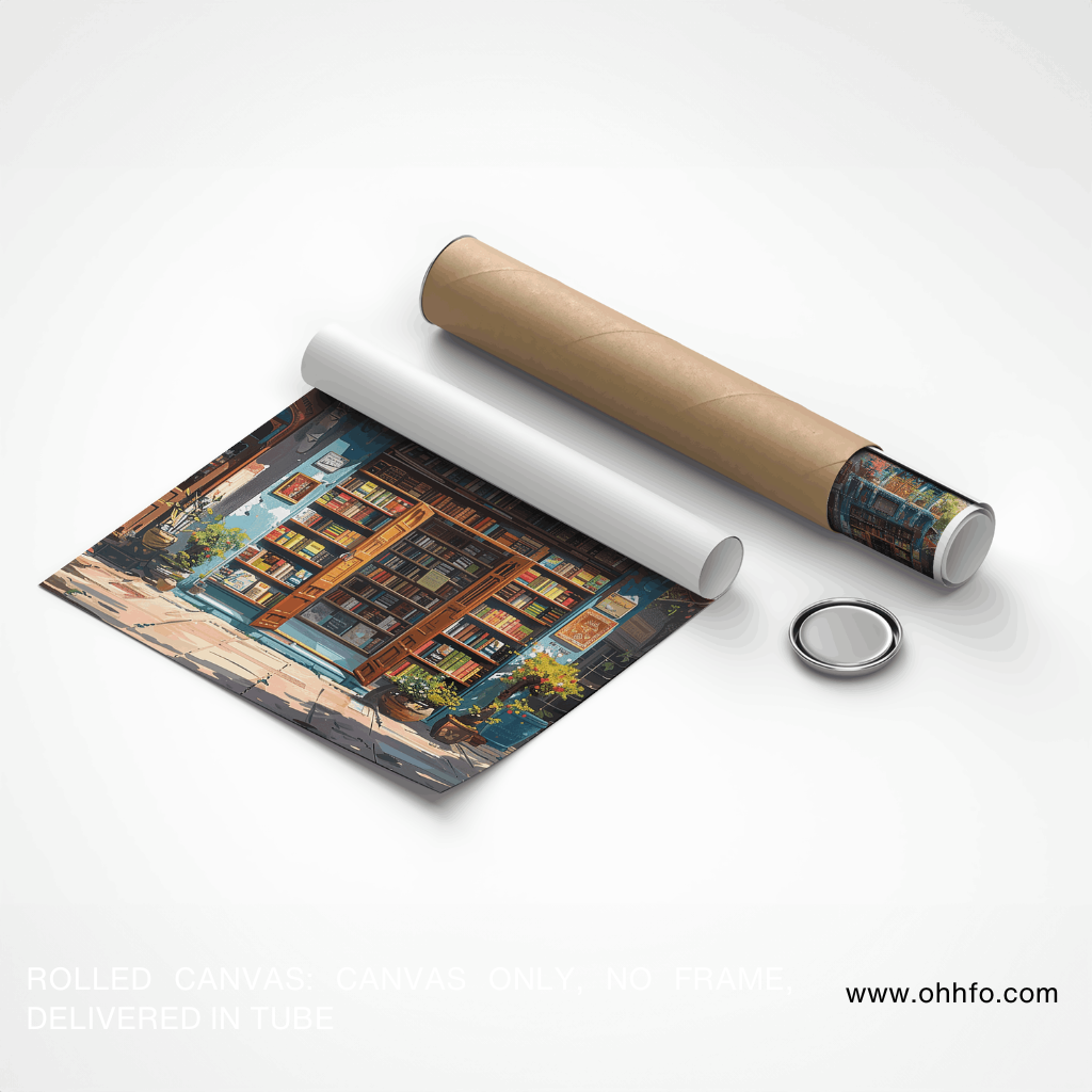 Charming Old Bookshop Canvas Wall Art