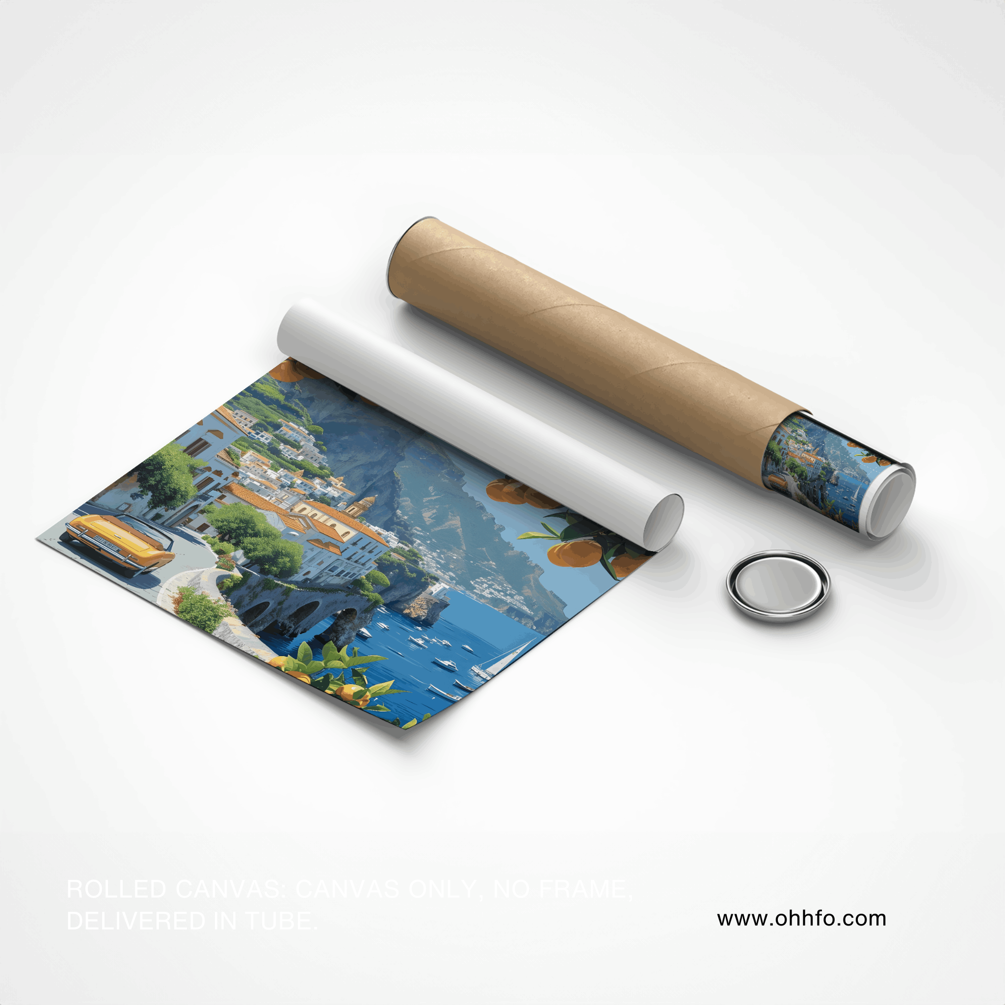 Mediterranean Coastal Drive – Vibrant Travel Canvas Wall Art