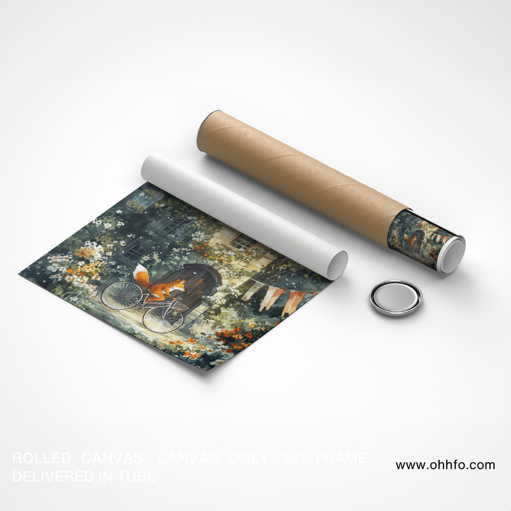 Whimsical Fox Clock Tower Canvas Wall Art