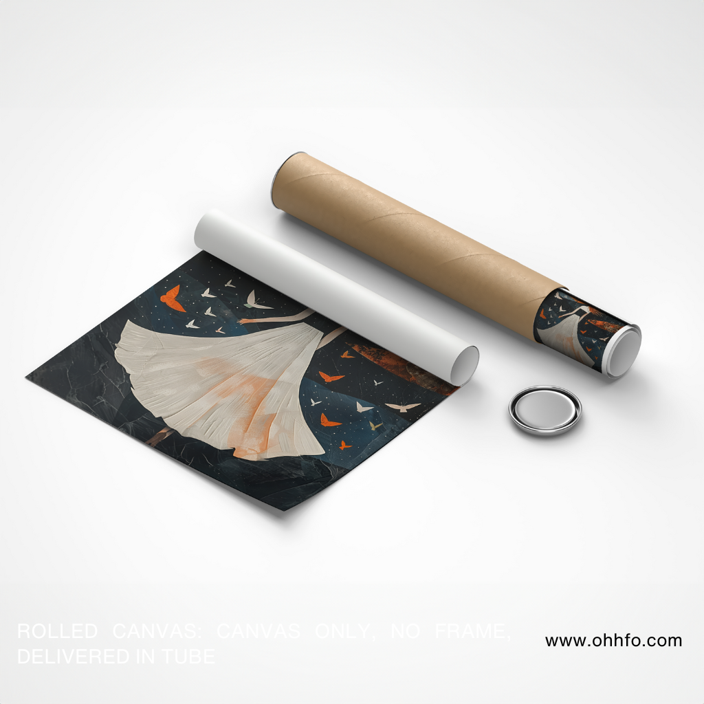 Moonlight Woman with Butterflies Canvas Wall Art