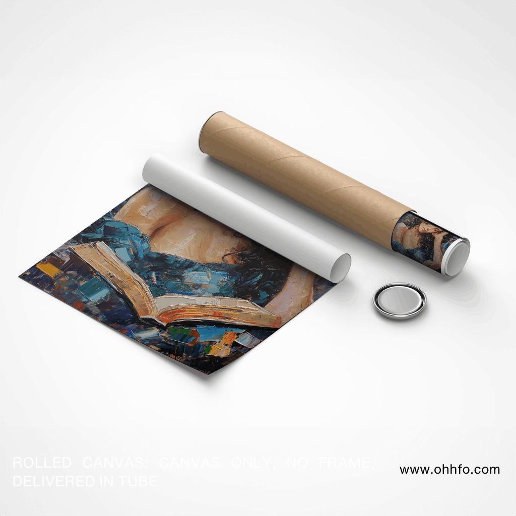 Quiet Moments: Beautiful Girl Reading Book Abstract Canvas Print