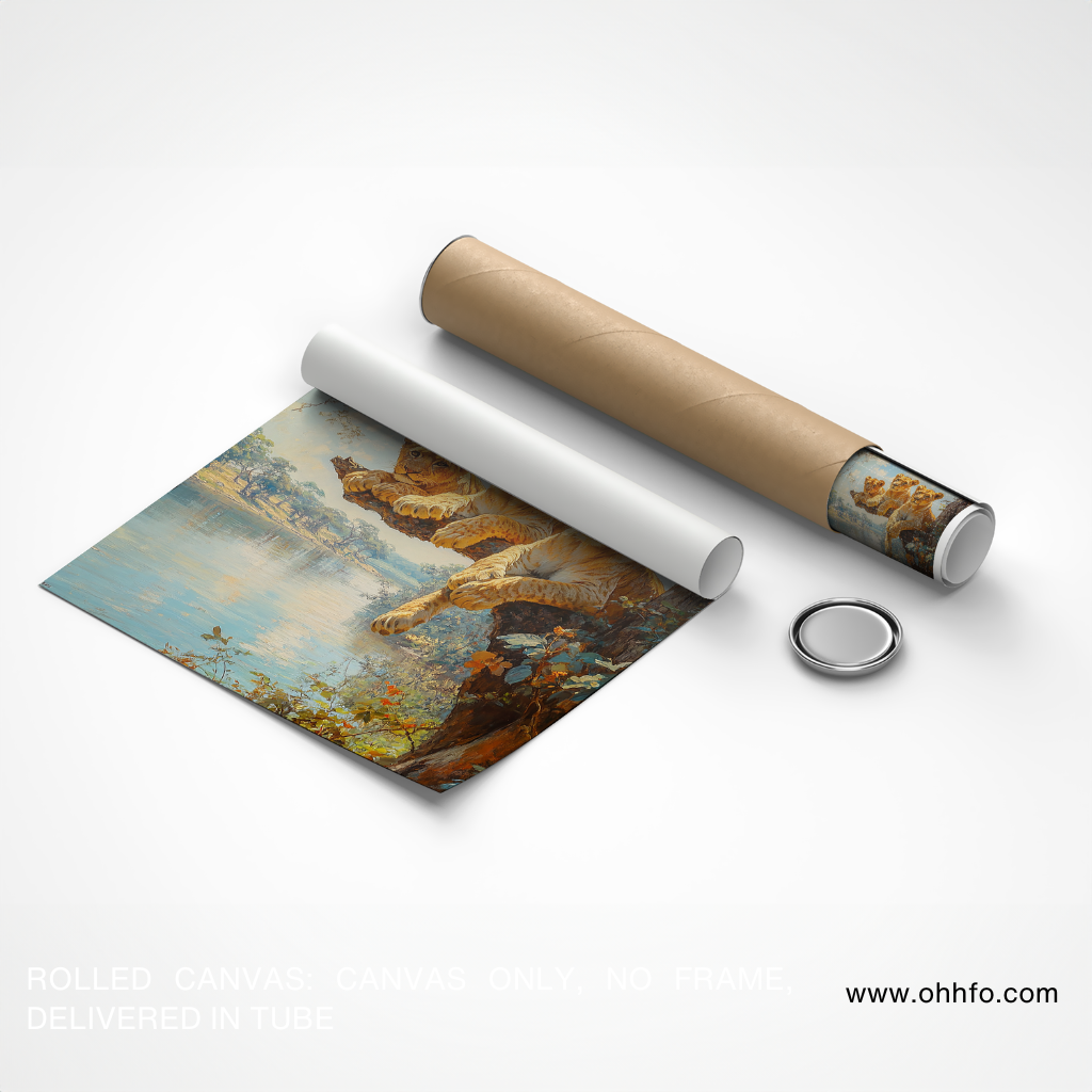 Lion Family Canvas Wall Art – Majestic Wildlife Safari Nature Painting