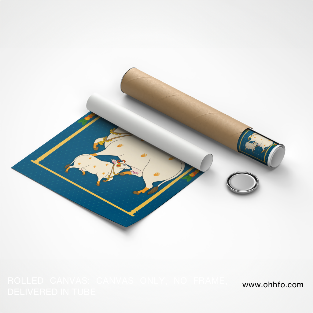 Sacred Gaumata Cow and Calf Canvas Wall Art