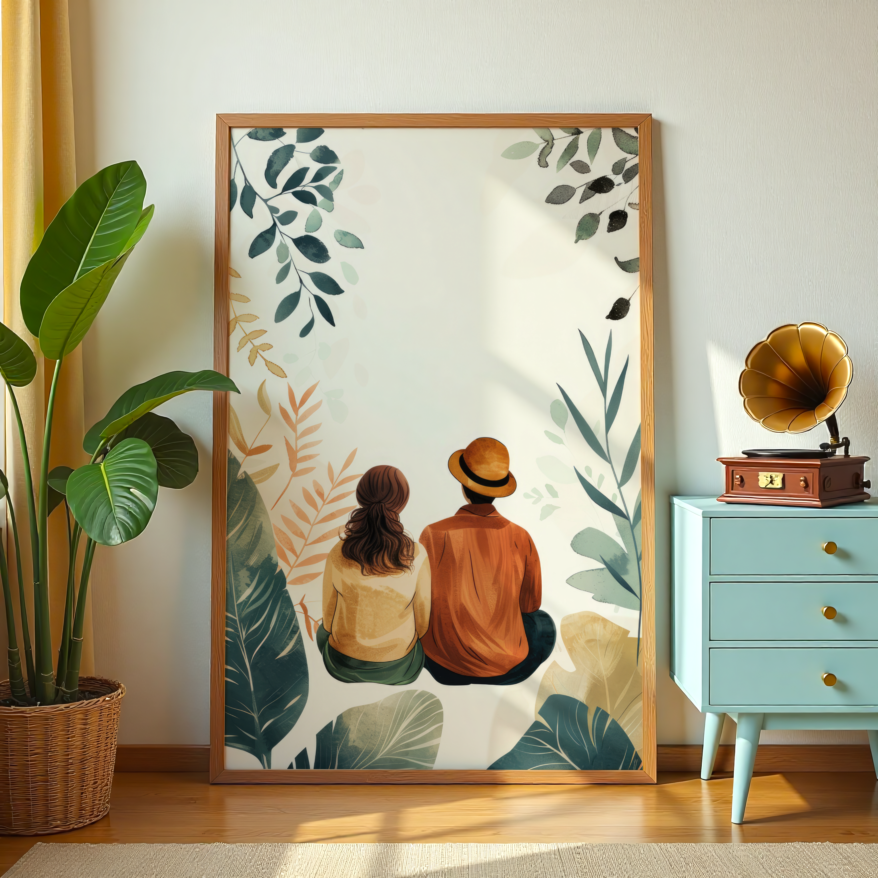 Romantic love wall art print with waterproof coating and frame