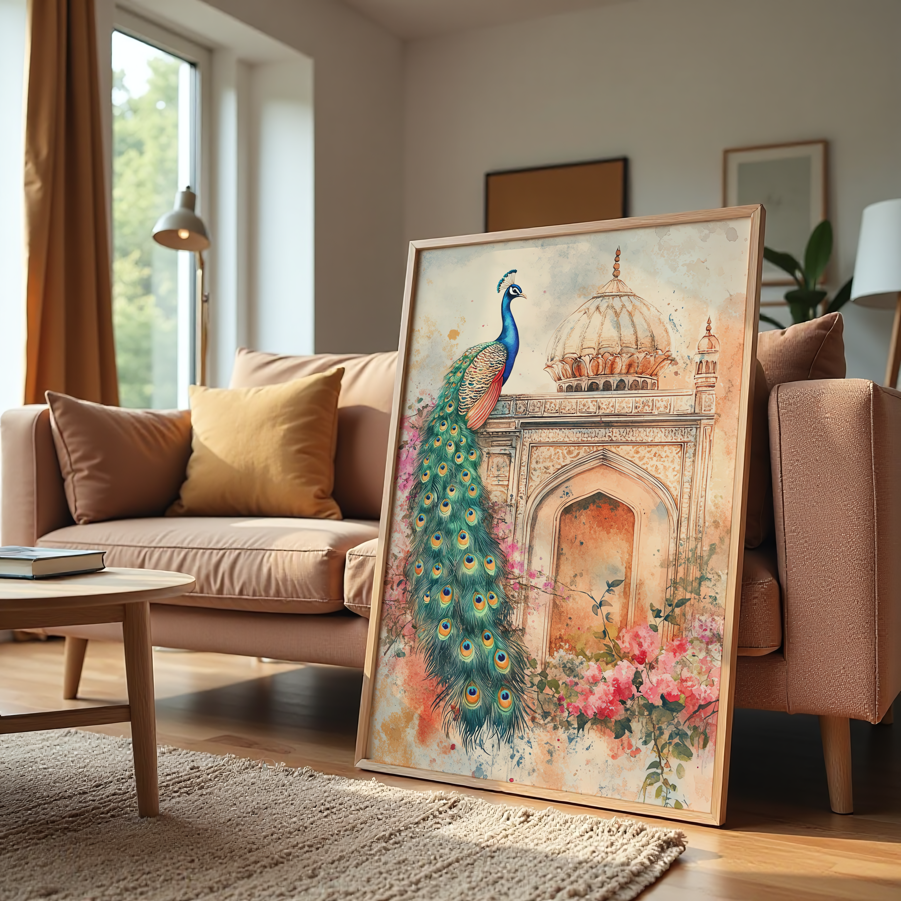 Royal Peacock Palace Canvas Wall Art