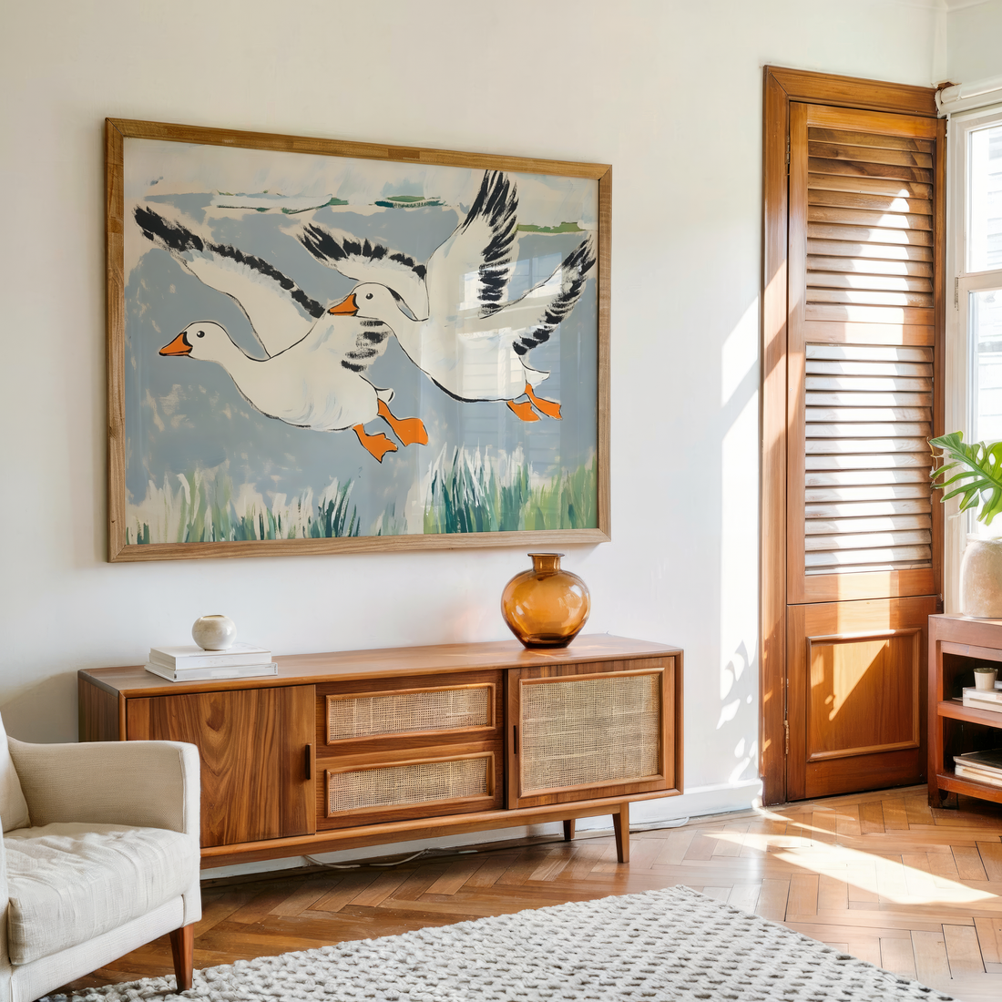 Scandinavian flying birds canvas wall art for nursery and home decor in India