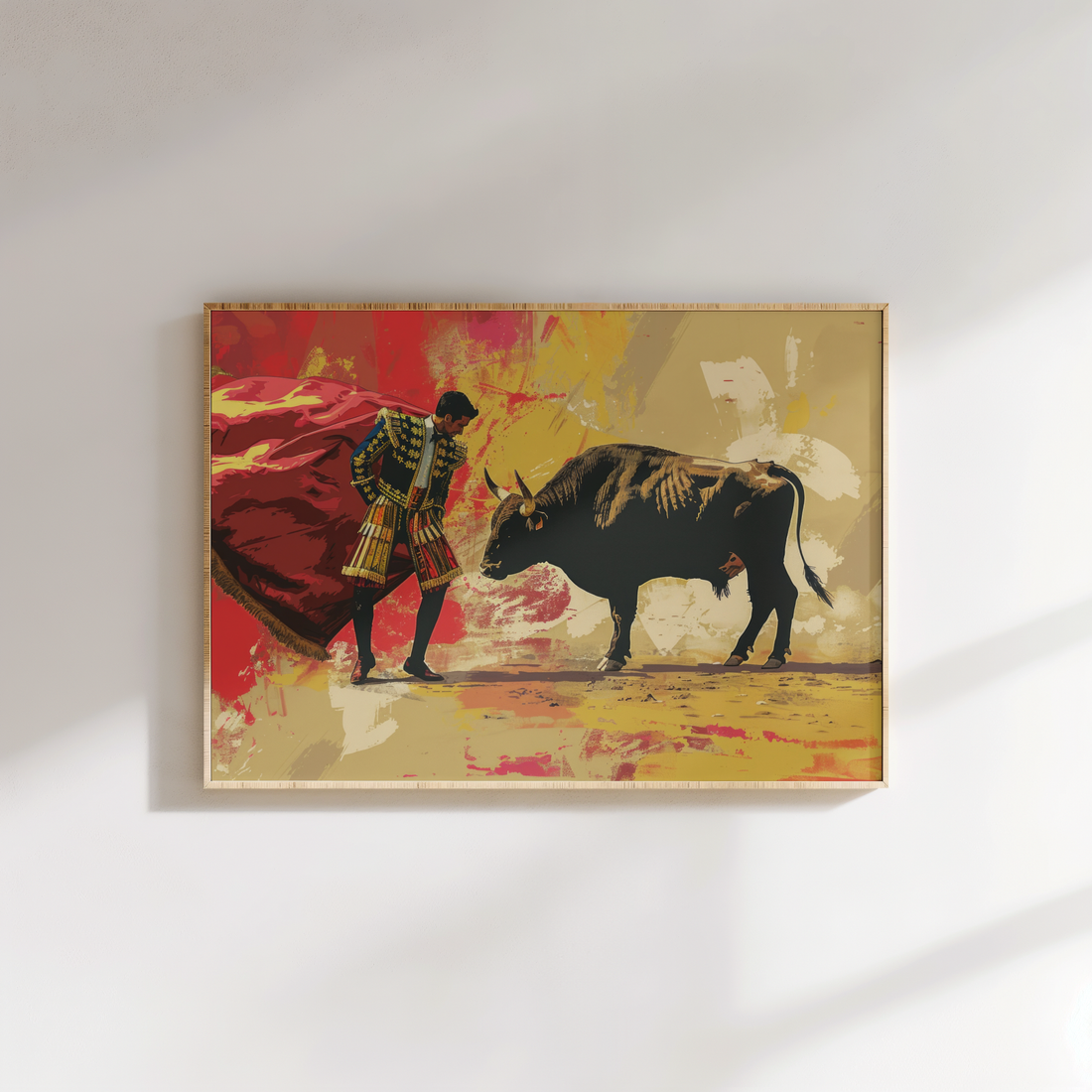 Bold Spanish bullfight painting printed on premium canvas