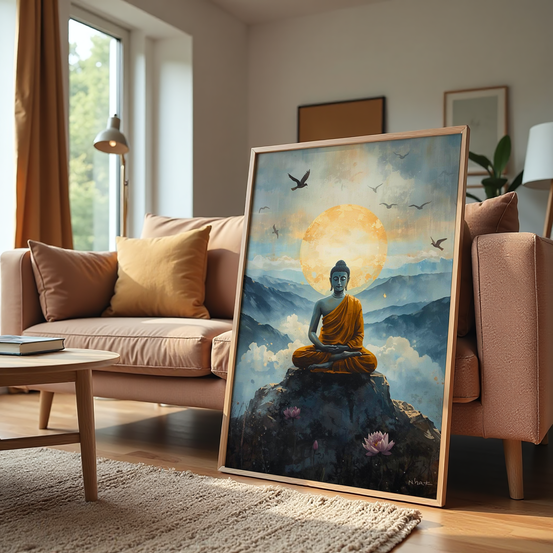 Spiritual Gautam Buddha canvas wall art for living room décor