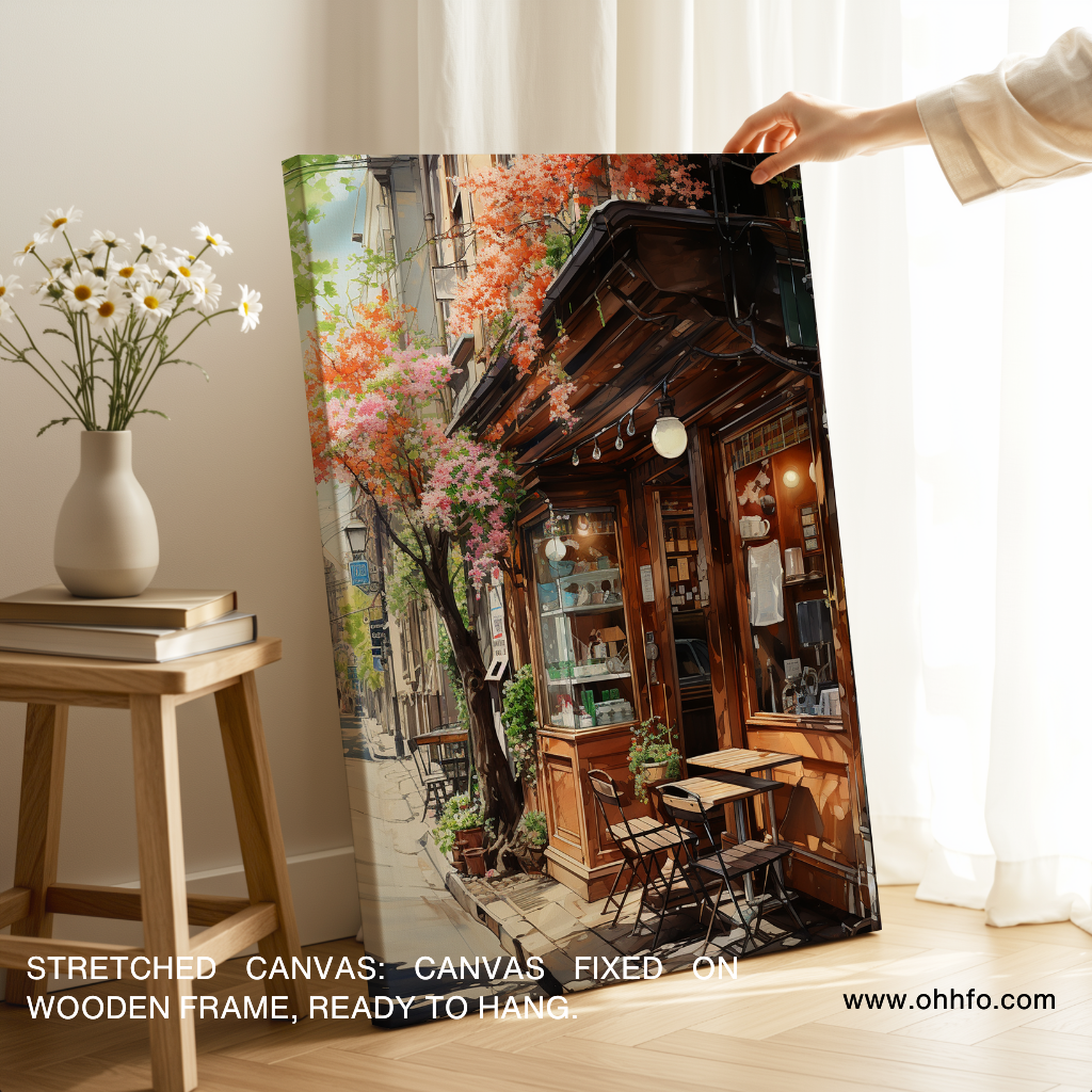 Romantic Street Café Canvas Wall Art