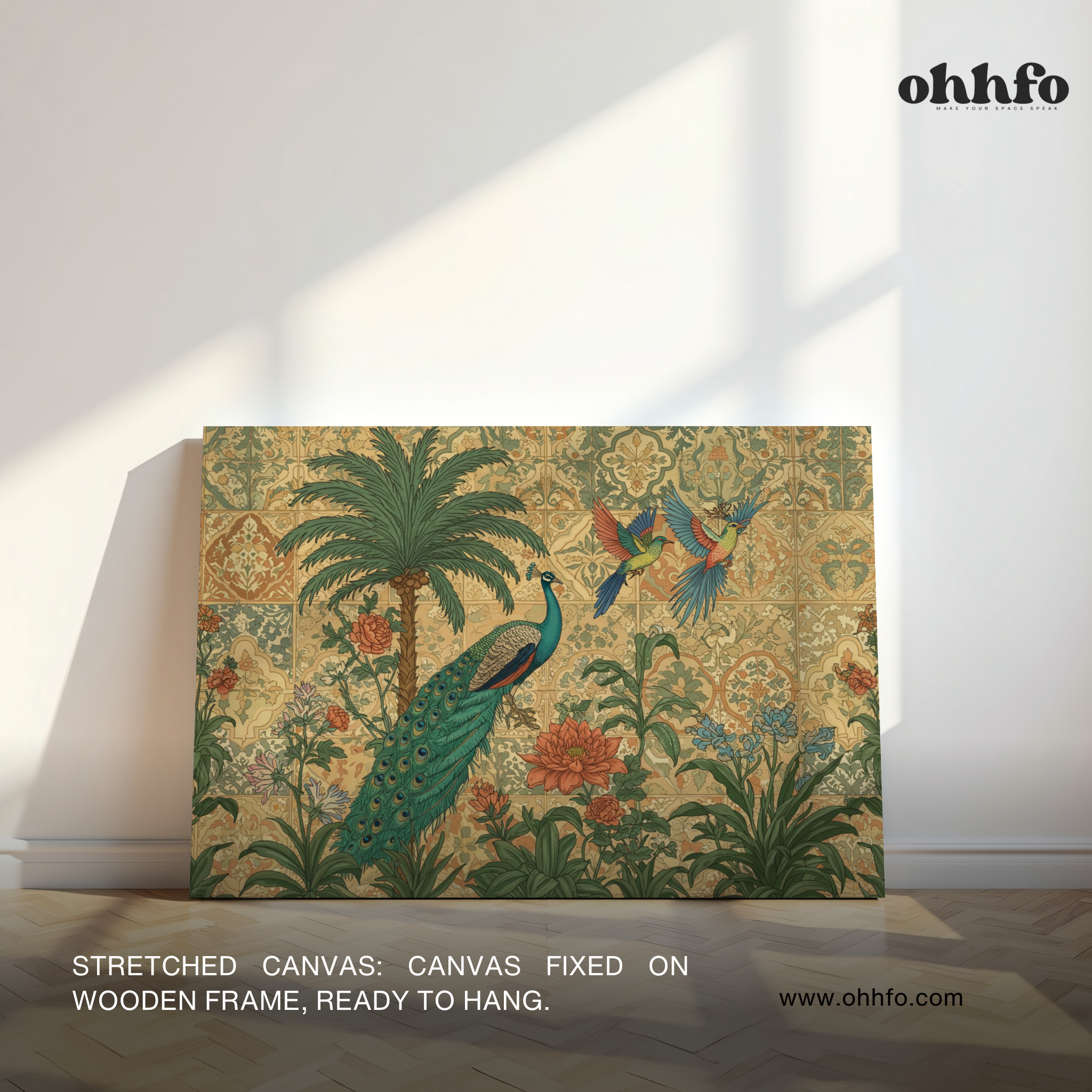 Mughal Garden Peacock Canvas Wall Art