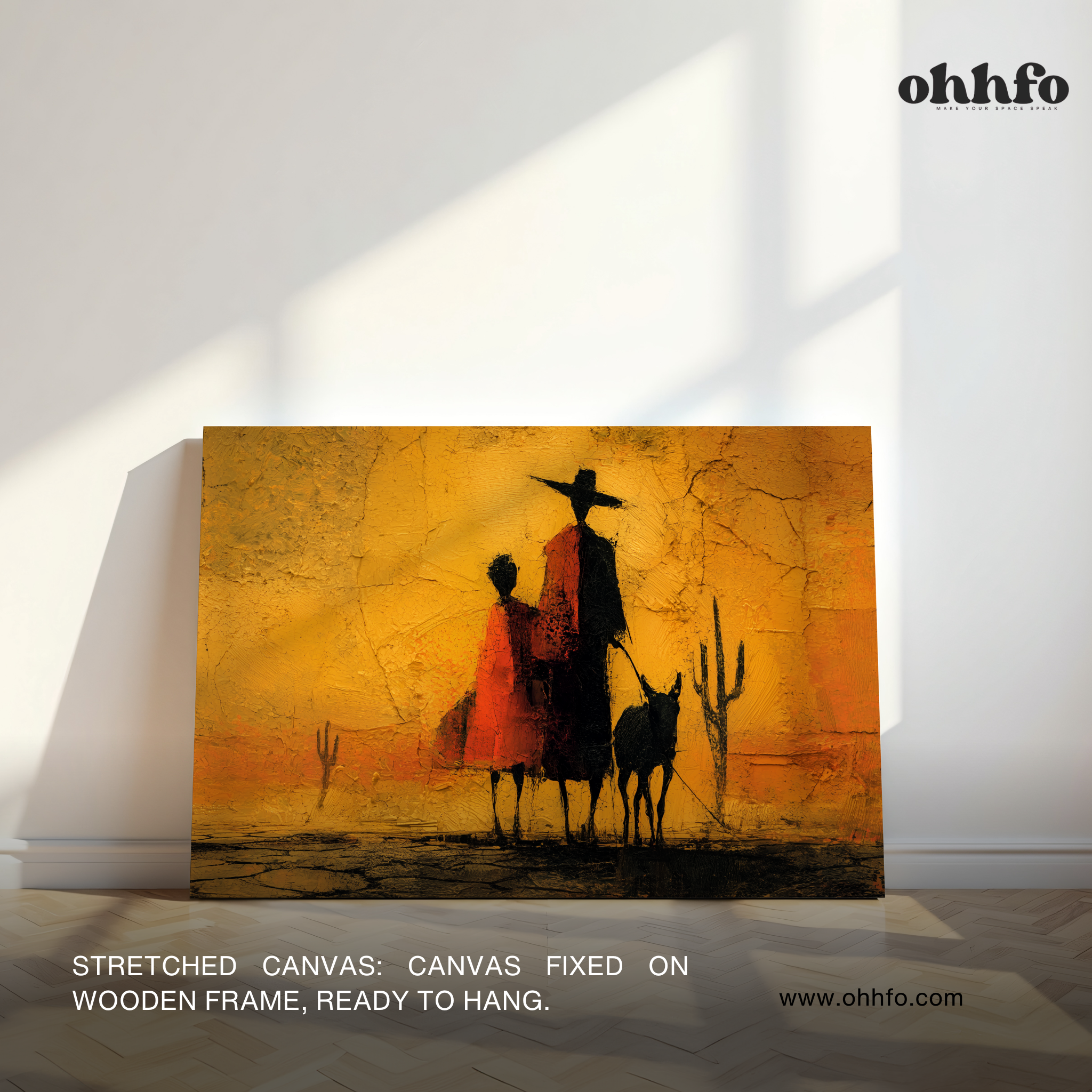 Desert Tribal Silhouette Canvas Wall Art