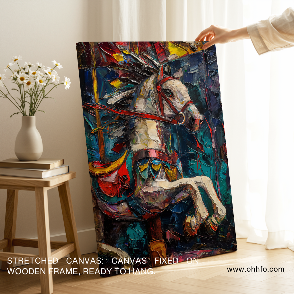 Carnival Run: Abstract Horses at Play Canvas Wall Art
