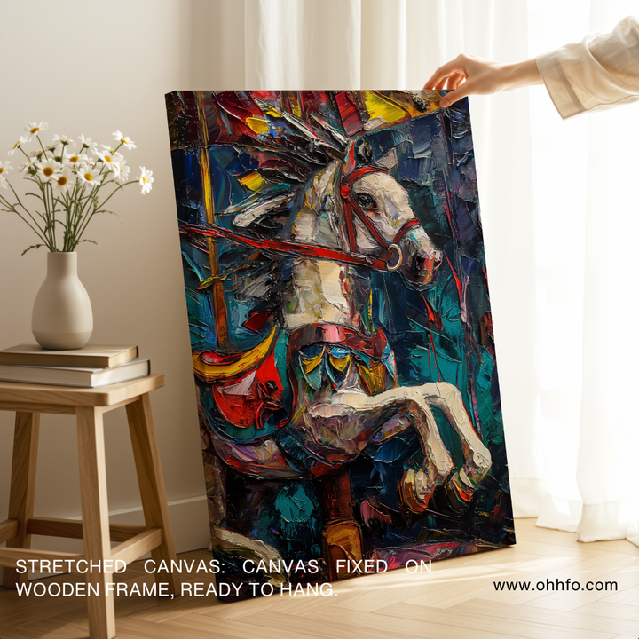 Carnival Run: Abstract Horses at Play Canvas Wall Art