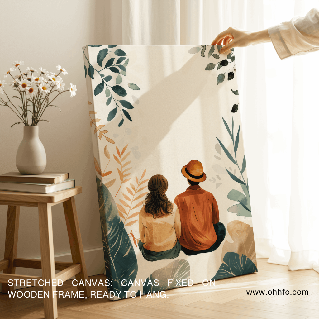 Romantic Couple Sitting in Nature Canvas Wall Art