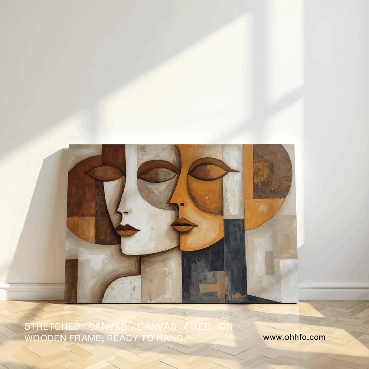 Abstract Two Faces Cubism Painting