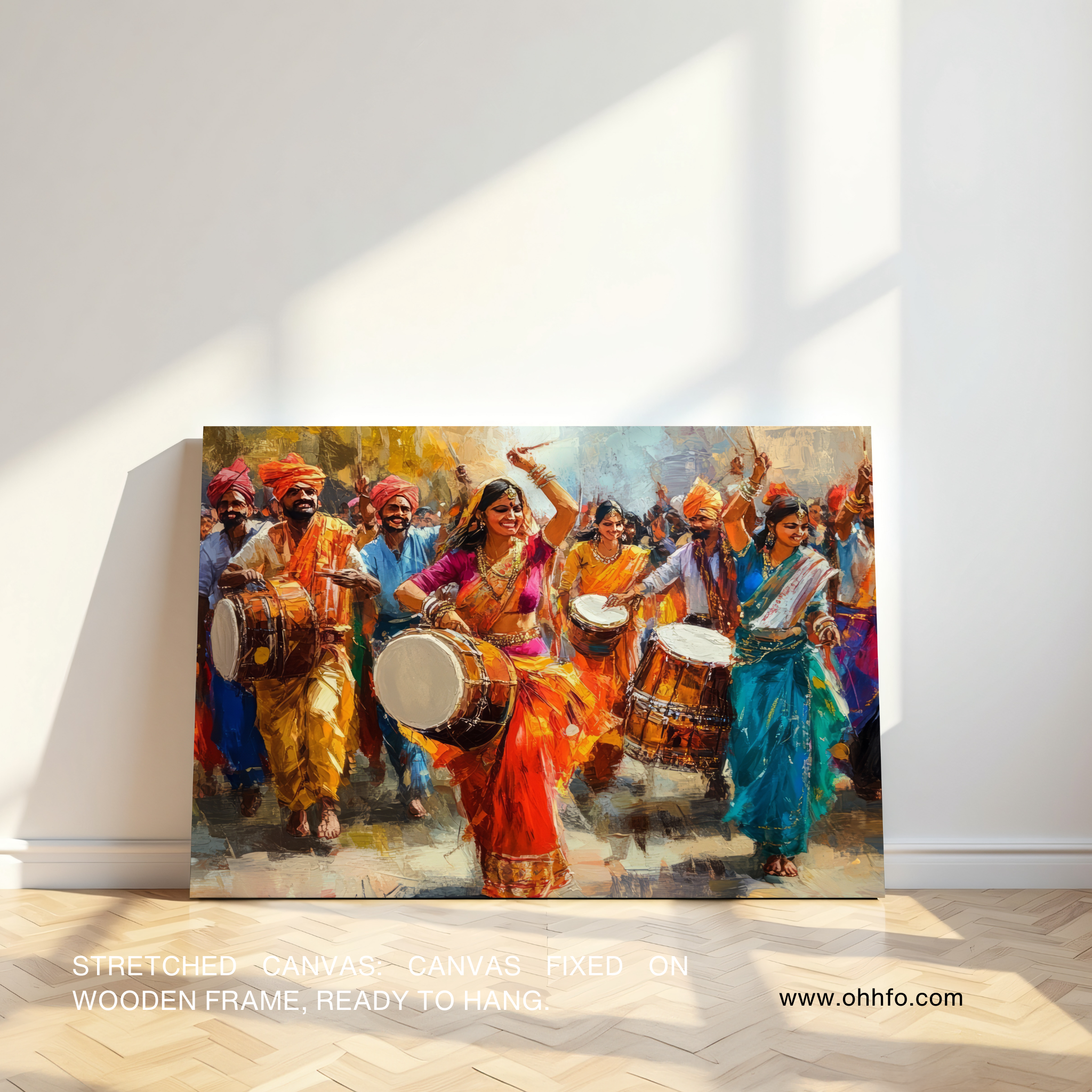 Indian Festival Celebration Canvas Wall Art – Dance & Drums