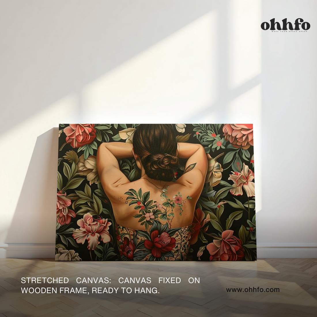 Floral Back Portrait Canvas Wall Art