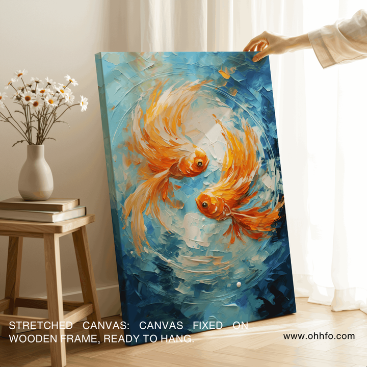 Golden Koi Fish  - Abstract Canvas Print
