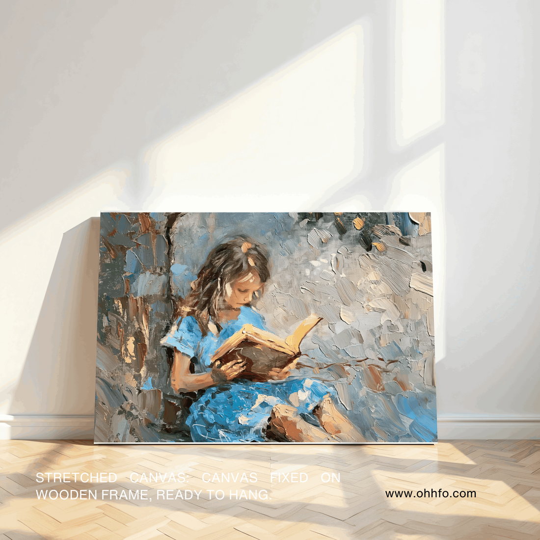 Girl Reading Canvas Wall Art – Impressionist Painting Print