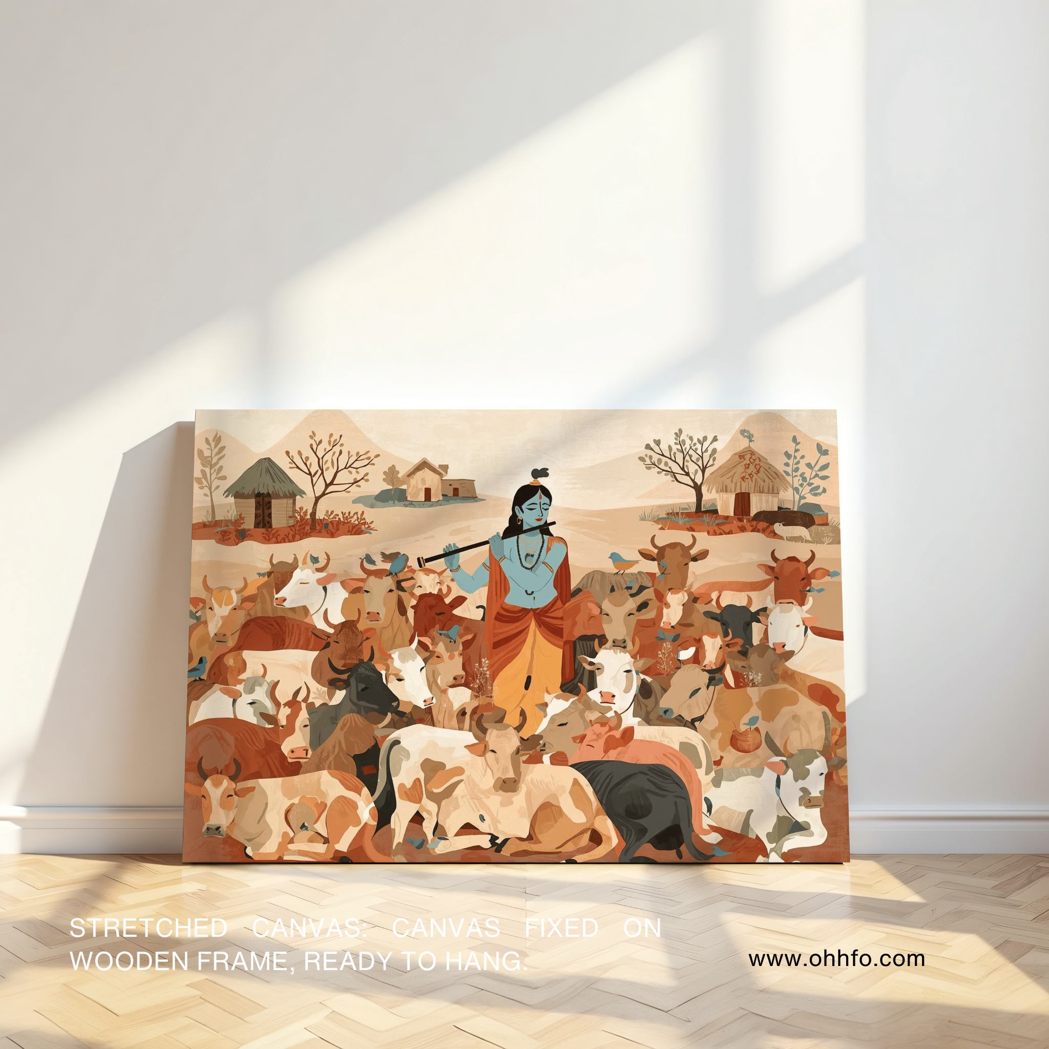 Lord Krishna with Cows Wall Art