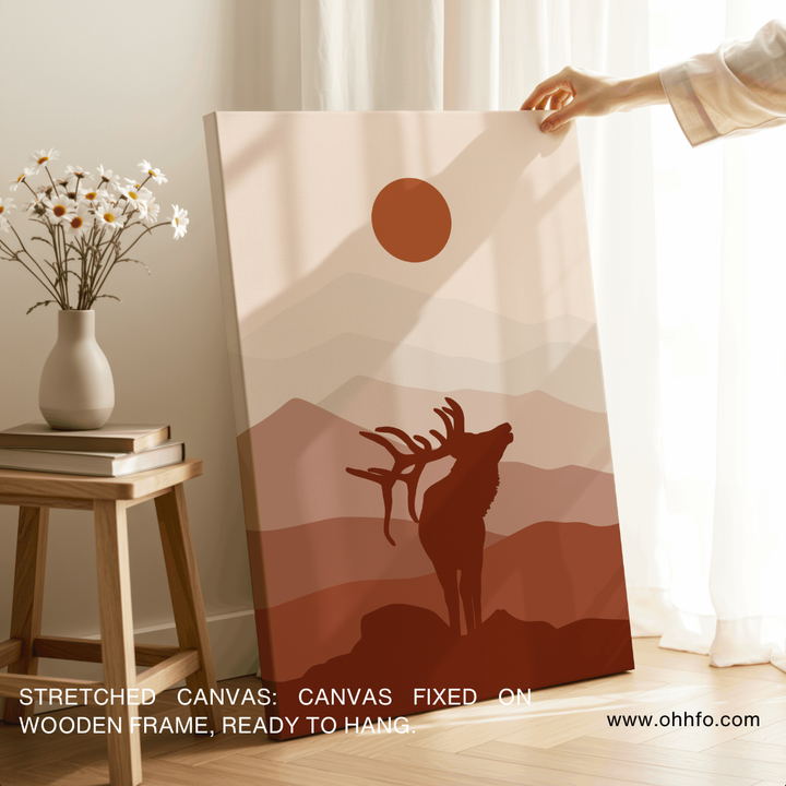 Minimal Boho Deer Silhouette Wall Art Canvas