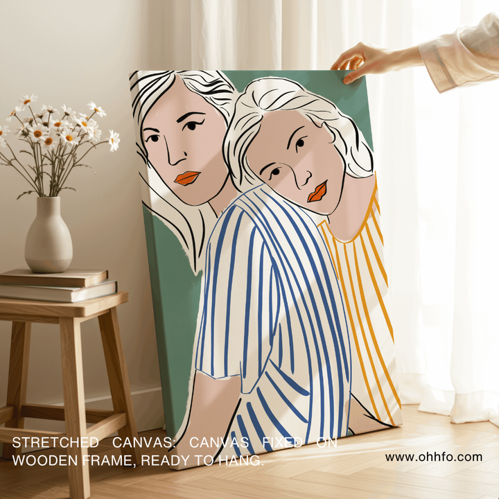 Modern Boho Women Illustration Wall Art Canvas