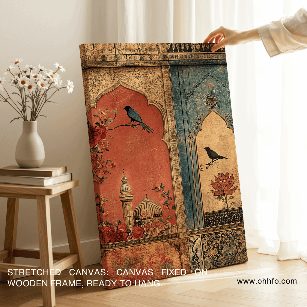 Mughal Window Birds Wall Art Canvas Print