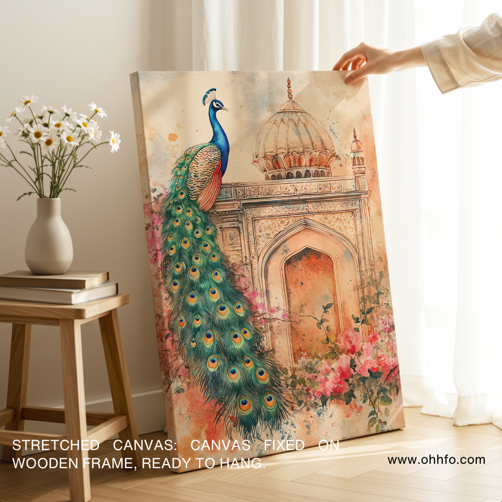 Royal Peacock Palace Canvas Wall Art