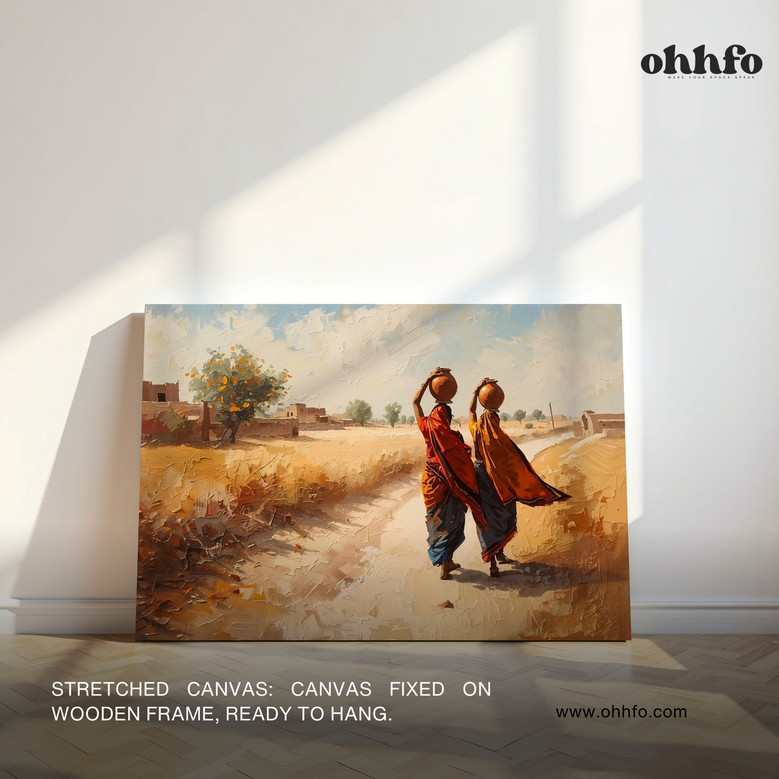 Village Grace – Rural Indian Women Carrying Water Pots Canvas Art