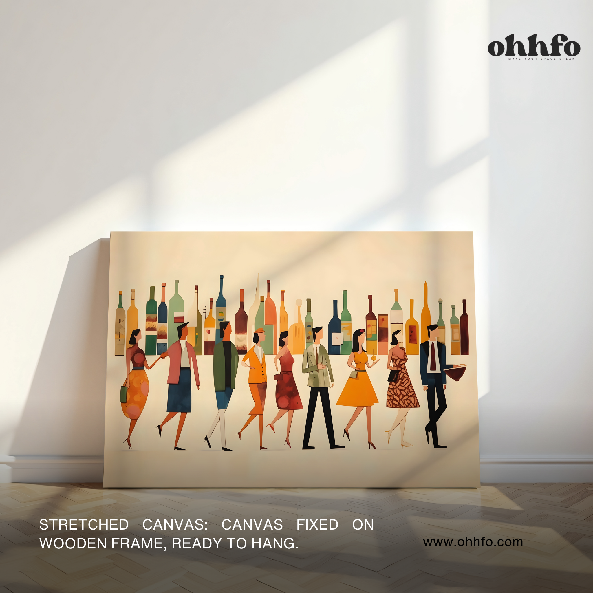 Stylish Cocktail Bar Crowd Canvas Wall Art  – Ready to Hang