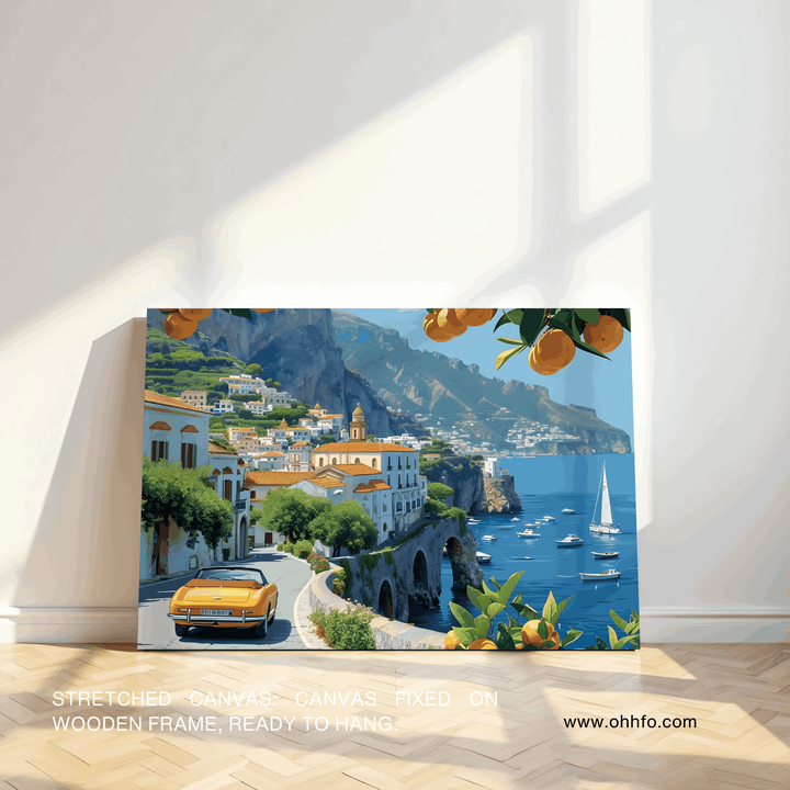 Mediterranean Coastal Drive – Vibrant Travel Canvas Wall Art