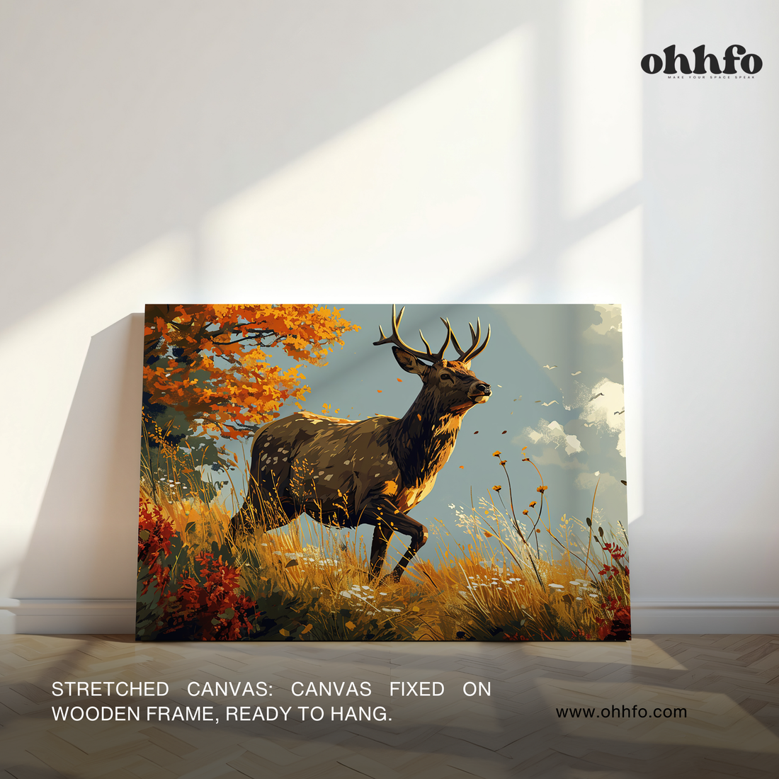 Autumn Deer Wall Art – Majestic Wildlife Canvas Painting
