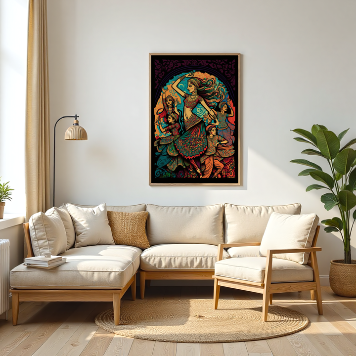 Traditional Indian cultural dance artwork printed on premium canvas